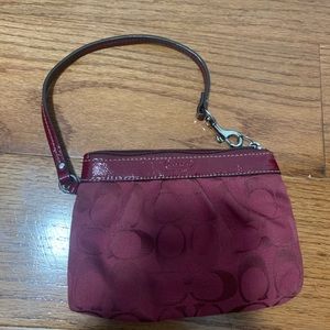 Maroon Monogrammed Coach Wristlet